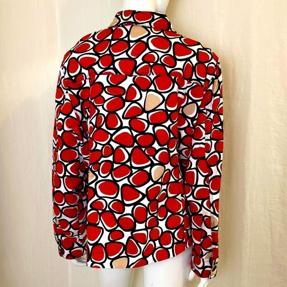Ruby Road Denim Jacket Red, Black, White and Tan Print Size 18W - Picture 2 of 10